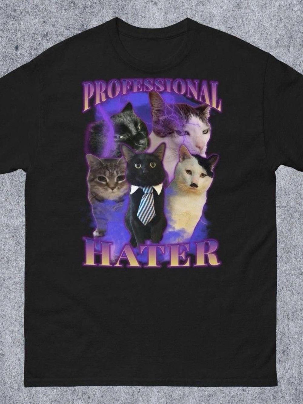 Professional Hater Cats Graphic T-Shirt - Black